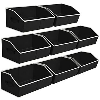 Closet Baskets Shelves Decorative Storage Handle Bins Organization Clothes Books Office Pink 6 Pack