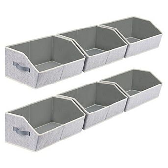 Closet Baskets Shelves Decorative Storage Handle Bins Organization Clothes Books Office Pink 6 Pack