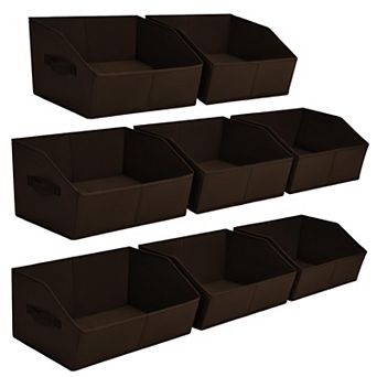 Closet Baskets Shelves Decorative Storage Handle Bins Organization Clothes Books Office Pink 6 Pack