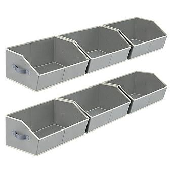 Closet Baskets Shelves Decorative Storage Handle Bins Organization Clothes Books Office Pink 6 Pack