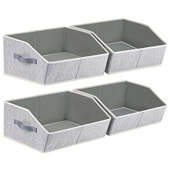 Closet Baskets Shelves Decorative Storage Handle Bins Organization Clothes Books Office Pink 6 Pack