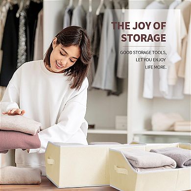 Closet Baskets Shelves Decorative Storage Handle Bins Organization Clothes Books Office Pink 6 Pack
