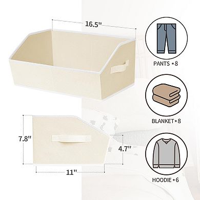 Closet Baskets Shelves Decorative Storage Handle Bins Organization Clothes Books Office Pink 6 Pack
