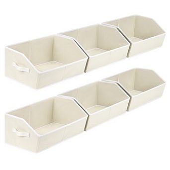 Closet Baskets Shelves Decorative Storage Handle Bins Organization Clothes Books Office Pink 6 Pack