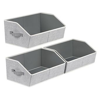 Closet Baskets Shelves Decorative Storage Handle Bins Organization Clothes Books Office Pink 6 Pack
