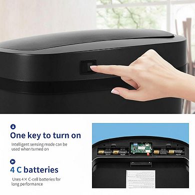 13 Gallon Automatic Touchless Trash Can Lid Odor Control Modern Oval Design Easy Clean