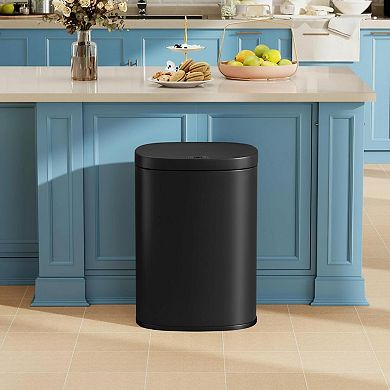 13 Gallon Automatic Touchless Trash Can Lid Odor Control Modern Oval Design Easy Clean