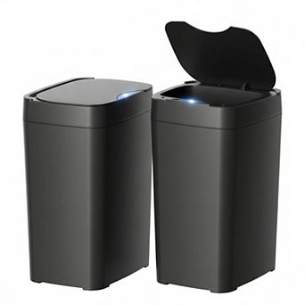 2 Pack Automatic Motion Sensor Trash Can Waterproof Slim Smart Garbage Bin w/Lid For Bathroom Office