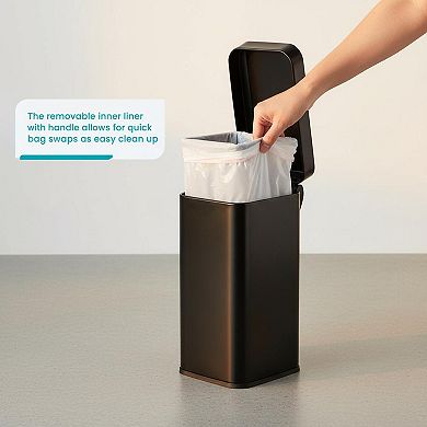 1.3 Gallon Small Bathroom Trash Can Step Pedal, Stainless Steel, Soft Close, Removable Inner