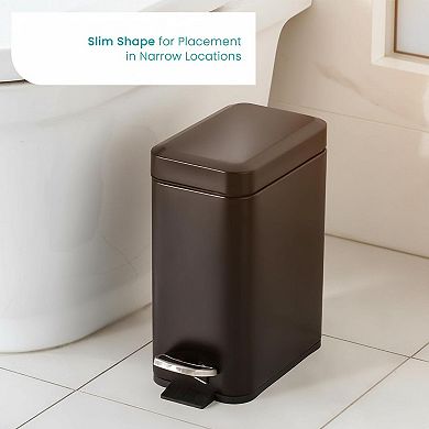 1.3 Gallon Small Bathroom Trash Can Step Pedal, Stainless Steel, Soft Close, Removable Inner