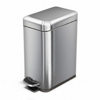 1.3 Gallon Small Bathroom Trash Can Step Pedal, Stainless Steel, Soft Close, Removable Inner