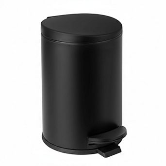 1.2 Gallon Small Black Trash Can (4.5L) Mini Step Bin Stainless Steel Lid Bathroom Bedroom Office
