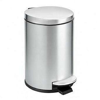 1.2 Gallon Small Black Trash Can (4.5L) Mini Step Bin Stainless Steel Lid Bathroom Bedroom Office