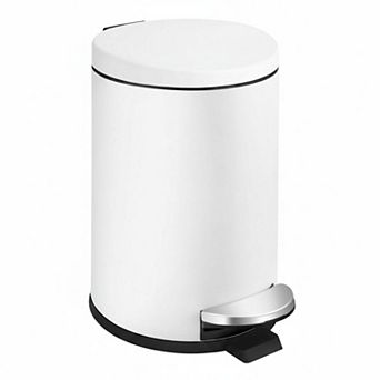 1.2 Gallon Small Black Trash Can (4.5L) Mini Step Bin Stainless Steel Lid Bathroom Bedroom Office