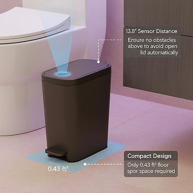Automatic Motion Sensor Trash Can Slim Touchless Infrared Sensing Countdown Light Sealing Fix Ring