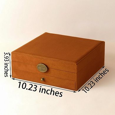 3-Layer Lockable Jewelry Organizer Case Velvet Storage for Earrings Necklaces Rings Bracelets