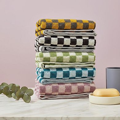 5 Pack Cotton Hand Towels Checkered Design Soft Absorbent Multipurpose For Bathroom Kitchen Gym Spa