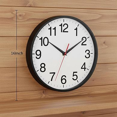 16 Inch Silent Non Ticking Wall Clock Large Numbers Modern Decorative for Home Office