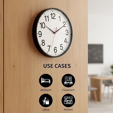 16 Inch Silent Non Ticking Wall Clock Large Numbers Modern Decorative for Home Office