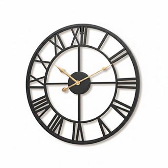30 Inch Giant Wall Clock Oversized Round Silent Vintage Industrial Black Metal Farmhouse Roman