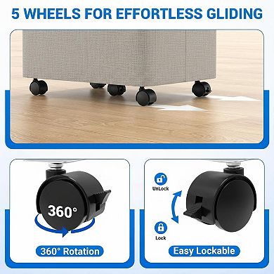 Collapsible Laundry Basket with Wheels Lid Large Rolling Hamper for Bedroom Bathroom Dorm