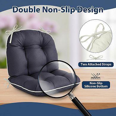 Chair Cushions Dining Kitchen Indoor Tufted Foam Non Slip Ties Set