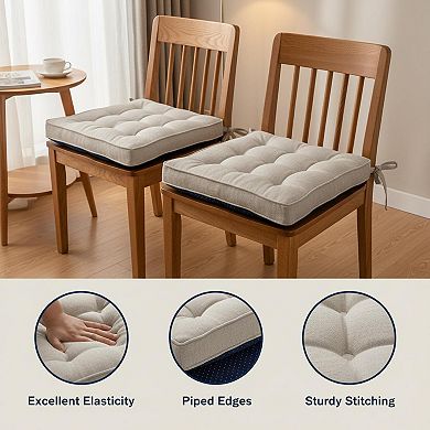 Chair Cushions Dining Kitchen Indoor Tufted Foam Non Slip Ties Set
