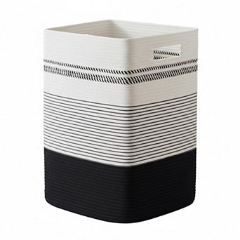 Large Woven Rope Laundry Basket Tall With Handles Decorative Storage For Clothes Blankets