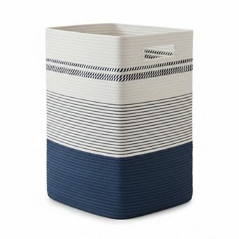 Large Woven Rope Laundry Basket Tall With Handles Decorative Storage For Clothes Blankets