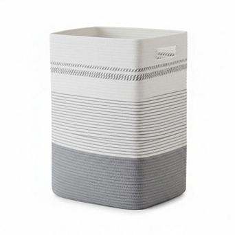 Large Woven Rope Laundry Basket Tall With Handles Decorative Storage For Clothes Blankets