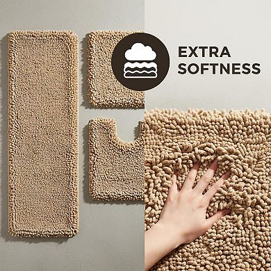 3 Piece Bathroom Rugs Set Non Slip Washable Plush Microfiber Quick Dry Bath Mat Shower Rug Runner