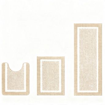 3 pc Bathroom Rugs Set Non Slip Washable Plush Microfiber Quick Dry Bath Mat Shower Rug Runner