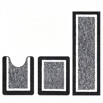 3 pc Bathroom Rugs Set Non Slip Washable Plush Microfiber Quick Dry Bath Mat Shower Rug Runner