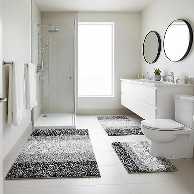 Bathroom Rugs Sets 3 Piece Soft Absorbent Microfiber Bath Mats Plush Shaggy Mat Set Machine Wash Dry