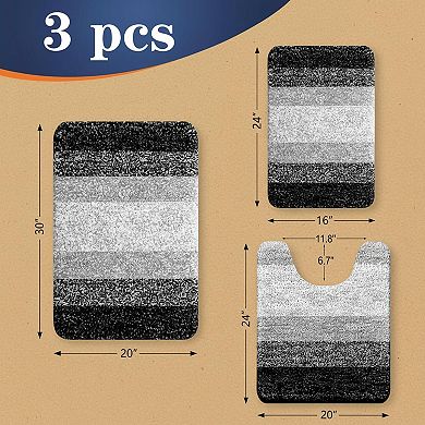 Bathroom Rugs Sets 3 Piece Soft Absorbent Microfiber Bath Mats Plush Shaggy Mat Set Machine Wash Dry