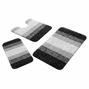 Bathroom Rugs Sets 3 pc Soft Absorbent Microfiber Bath Mats Plush Shaggy Mat Set Machine Wash Dry