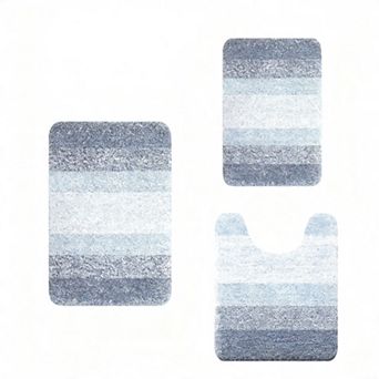 Bathroom Rugs Sets 3 pc Soft Absorbent Microfiber Bath Mats Plush Shaggy Mat Set Machine Wash Dry