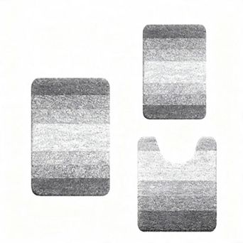 Bathroom Rugs Sets 3 pc Soft Absorbent Microfiber Bath Mats Plush Shaggy Mat Set Machine Wash Dry