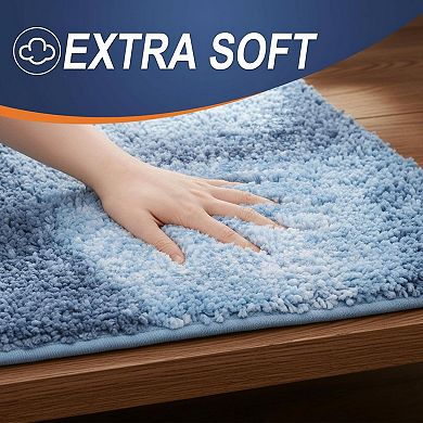Bathroom Rug Mat Extra Soft Absorbent Microfiber Non-slip Plush Shaggy Carpet Machine Wash Dry