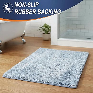 Bathroom Rug Mat Extra Soft Absorbent Microfiber Non-slip Plush Shaggy Carpet Machine Wash Dry