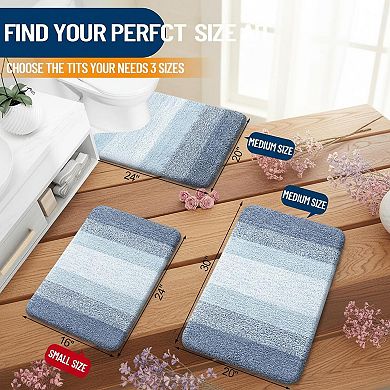 Bathroom Rug Mat Extra Soft Absorbent Microfiber Non-slip Plush Shaggy Carpet Machine Wash Dry