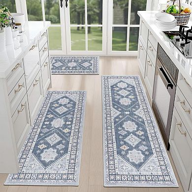 Boho Kitchen Rug Sets 3 Piece Non Slip Washable Thick Mat Carpet Hallway Laundry Holiday Decor