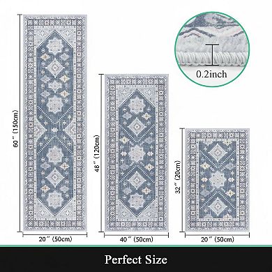 Boho Kitchen Rug Sets 3 Piece Non Slip Washable Thick Mat Carpet Hallway Laundry Holiday Decor