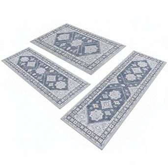 Boho Kitchen Rug Sets 3 pc Non Slip Washable Thick Mat Carpet Hallway Laundry Holiday Decor