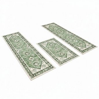 Boho Kitchen Rug Sets 3 pc Non Slip Washable Thick Mat Carpet Hallway Laundry Holiday Decor