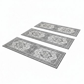 Boho Kitchen Rug Sets 3 pc Non Slip Washable Thick Mat Carpet Hallway Laundry Holiday Decor