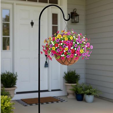 Artificial Hanging Silk Flower Basket (Eucalyptus, Chrysanthemums) UV Resistant Indoor Outdoor Decor