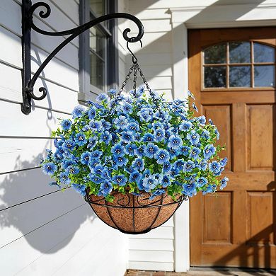 Artificial Hanging Flowers Set with Basket UV Resistant Silk Plastic for Outdoors Home Decor