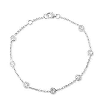 Arctic Clear Sterling Silver 1 Carat T.W. Lab-Grown Diamond Bezel Bracelet