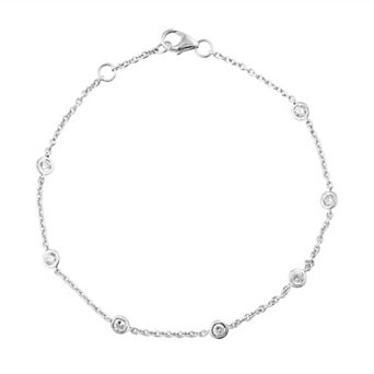 Arctic Clear Sterling Silver 1/2 Carat T.W. Lab-Grown Diamond Bezel Bracelet
